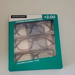 FASHION READING GLASSES-FOSTER GRANT DESIGN OPTICS +2.00, 3 in a set
